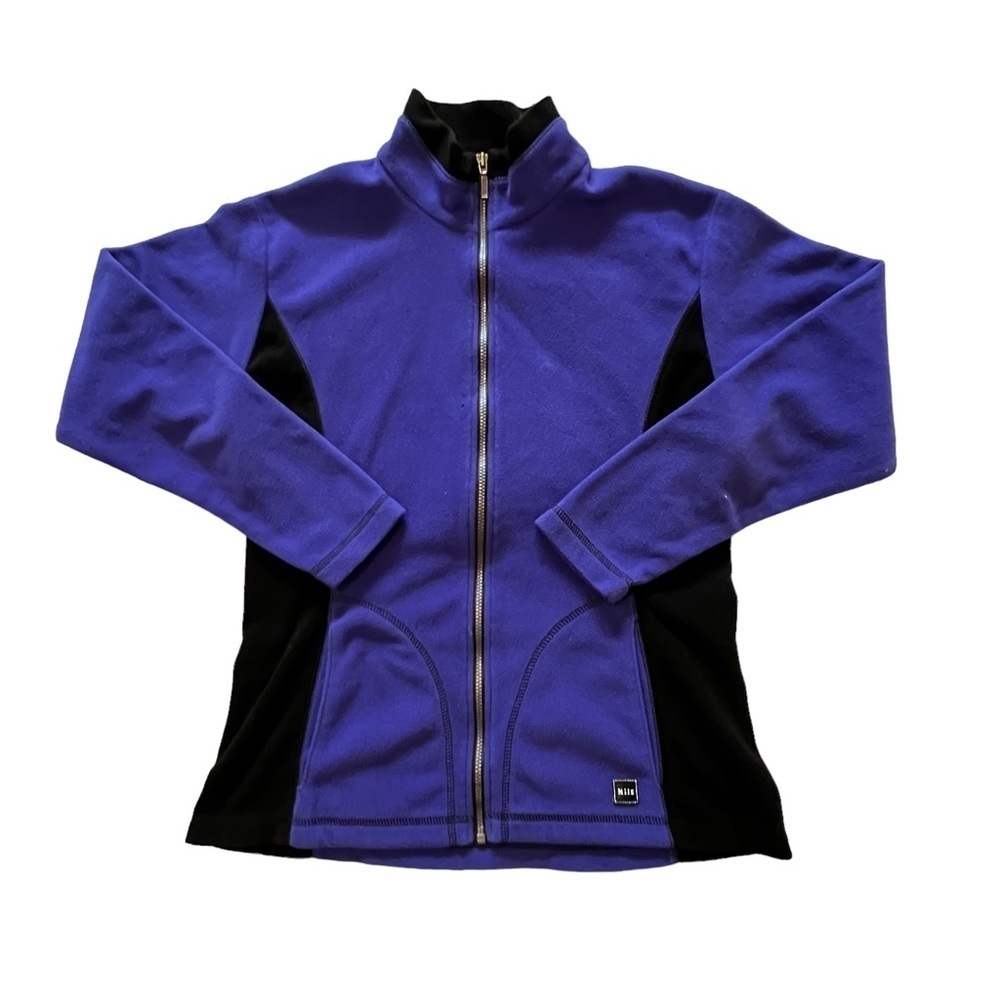 Nils Full Zip Fleece Jacket Purple Black M mock neck ski snowboard base layering